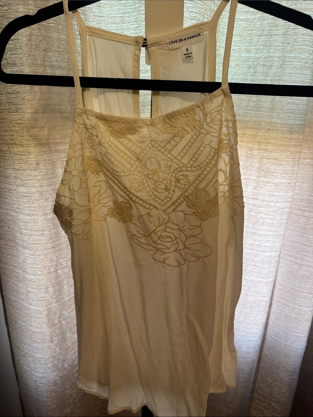 Love On A Hanger Cream Floral Embroidered Slip Top